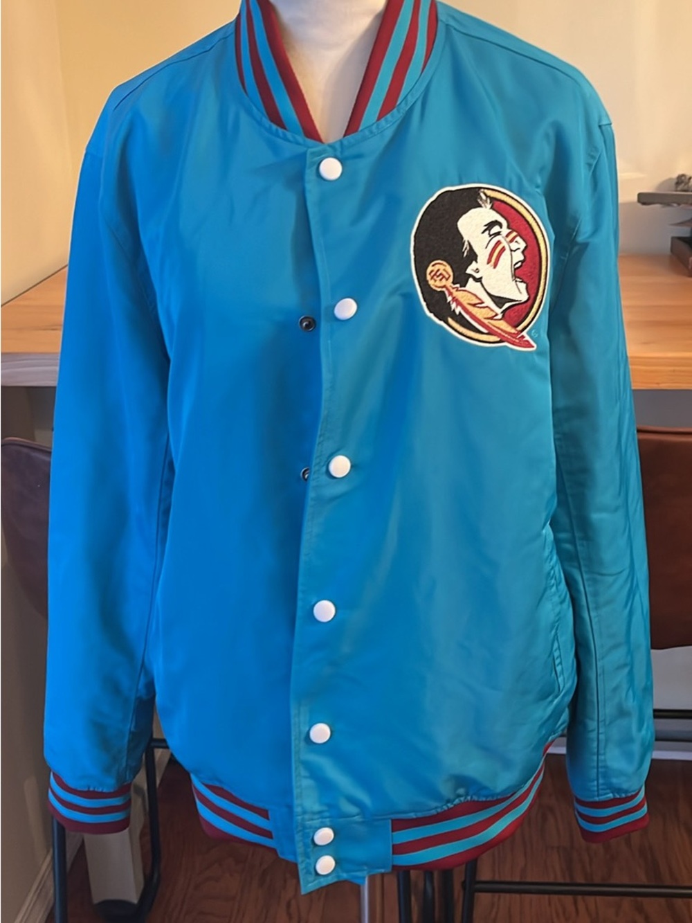 Florida State
Seminole Heritage Turquoise Bomber Jacker Men’s M, Women’s L